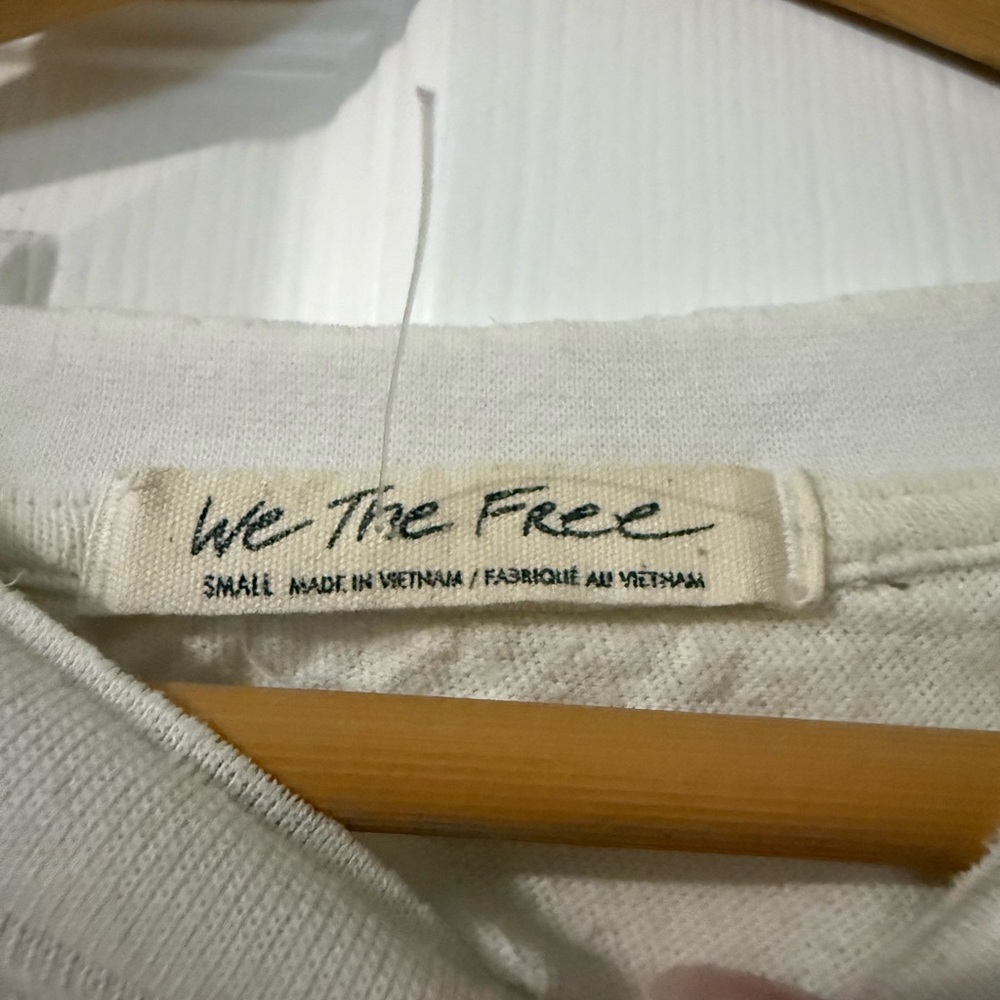 We The Free Rubi Distressed Ivory Short Sleeve Pocket Tee by Free People - Picture 4 of 4